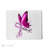 Warrior Breast Cancer Awareness Pink Ribbons Butterfly Mousepad thumb 0