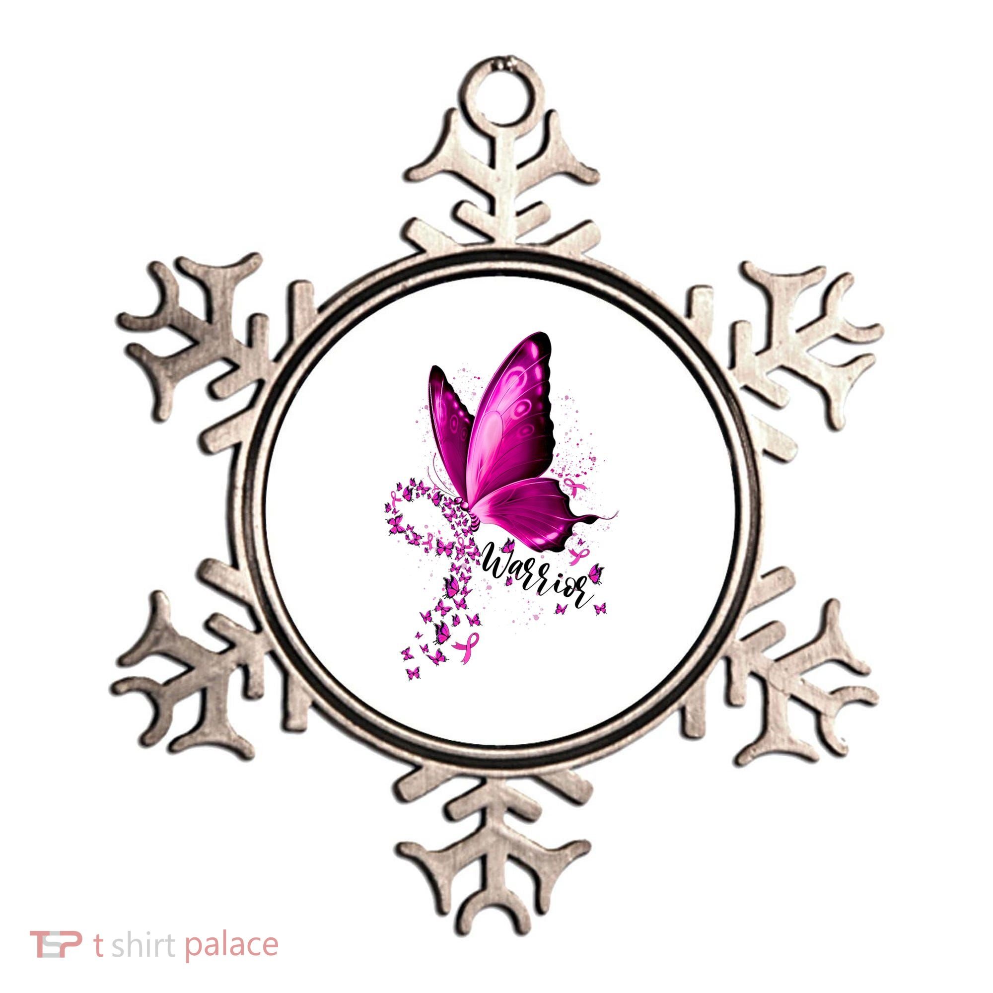Warrior Breast Cancer Awareness Pink Ribbons Butterfly Ornament