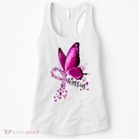 Warrior Breast Cancer Awareness Pink Ribbons Butterfly Women's Tank Top thumb 0