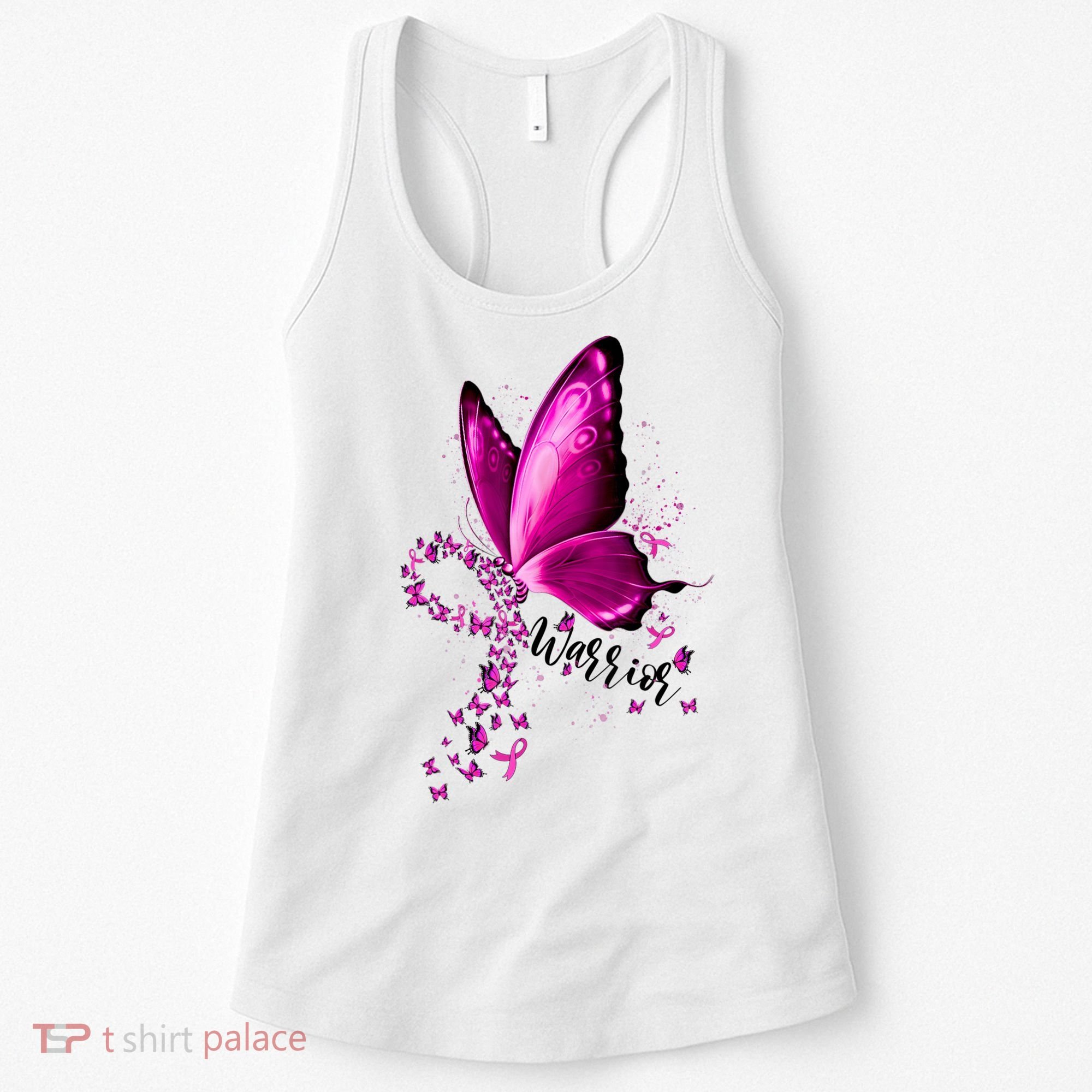Warrior Breast Cancer Awareness Pink Ribbons Butterfly Women's Tank Top