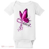 Warrior Breast Cancer Awareness Pink Ribbons Butterfly Baby Bodysuit thumb 0
