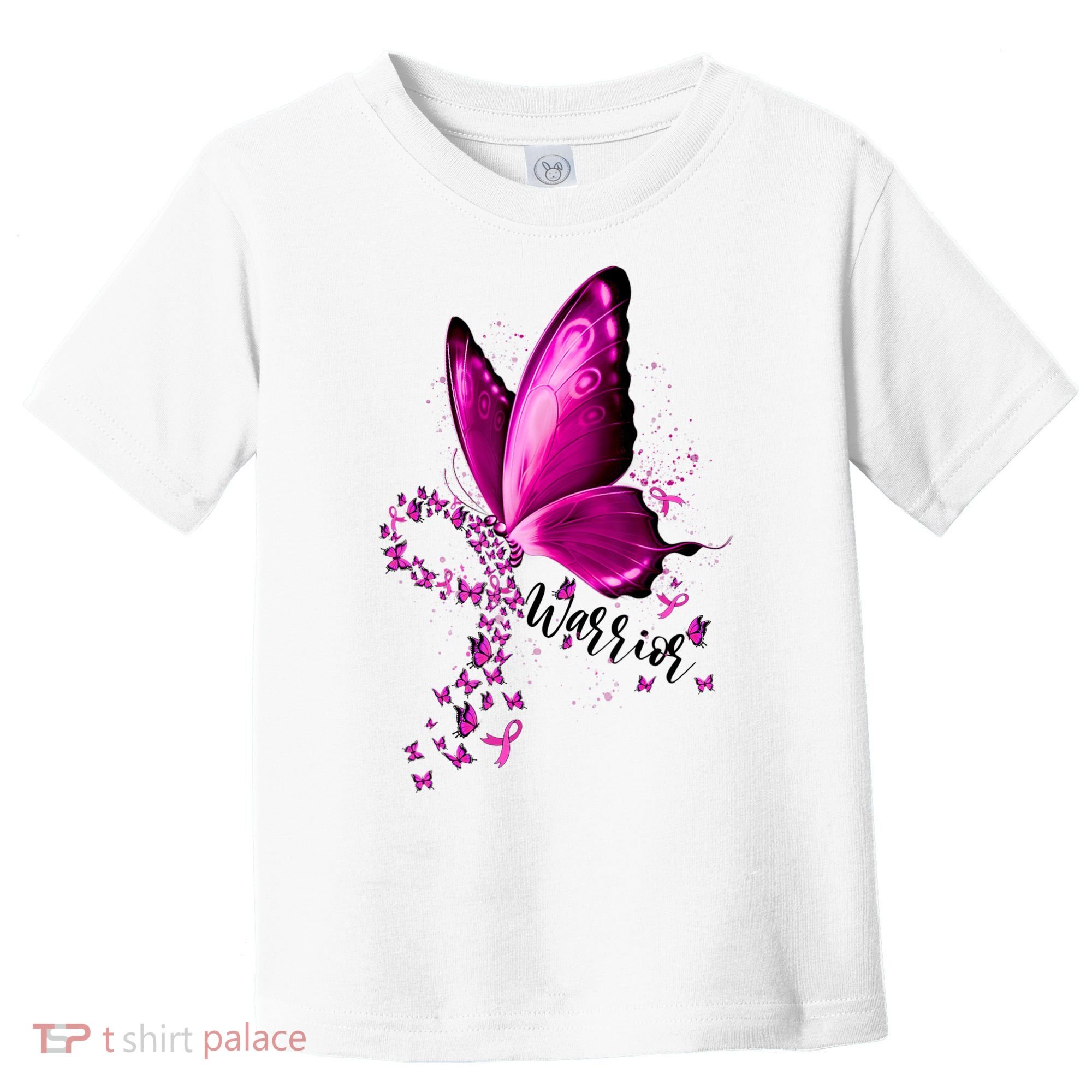 Warrior Breast Cancer Awareness Pink Ribbons Butterfly Toddler T-Shirt