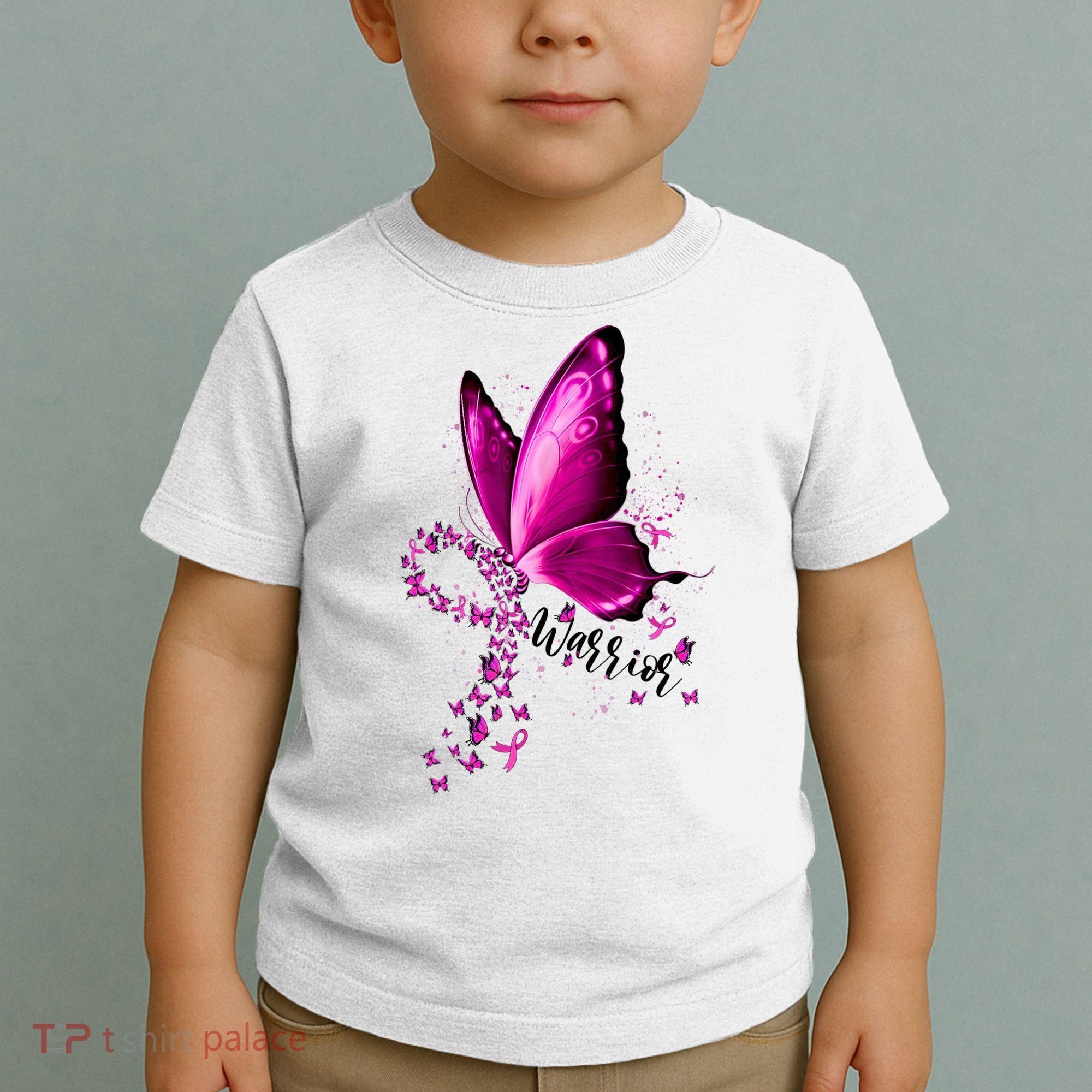 Warrior Breast Cancer Awareness Pink Ribbons Butterfly Toddler T-Shirt