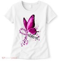 Warrior Breast Cancer Awareness Pink Ribbons Butterfly Women's T-Shirt thumb 0
