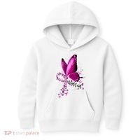 Warrior Breast Cancer Awareness Pink Ribbons Butterfly Kids Hoodie thumb 0