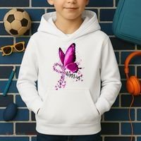Warrior Breast Cancer Awareness Pink Ribbons Butterfly Kids Hoodie thumb 2