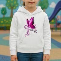 Warrior Breast Cancer Awareness Pink Ribbons Butterfly Kids Hoodie thumb 3