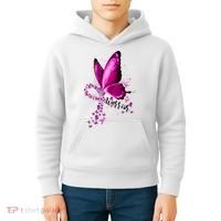 Warrior Breast Cancer Awareness Pink Ribbons Butterfly Kids Hoodie thumb 4