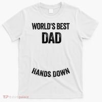 Worlds Best Dad Hands Down Make A Handprint T-Shirt thumb 0