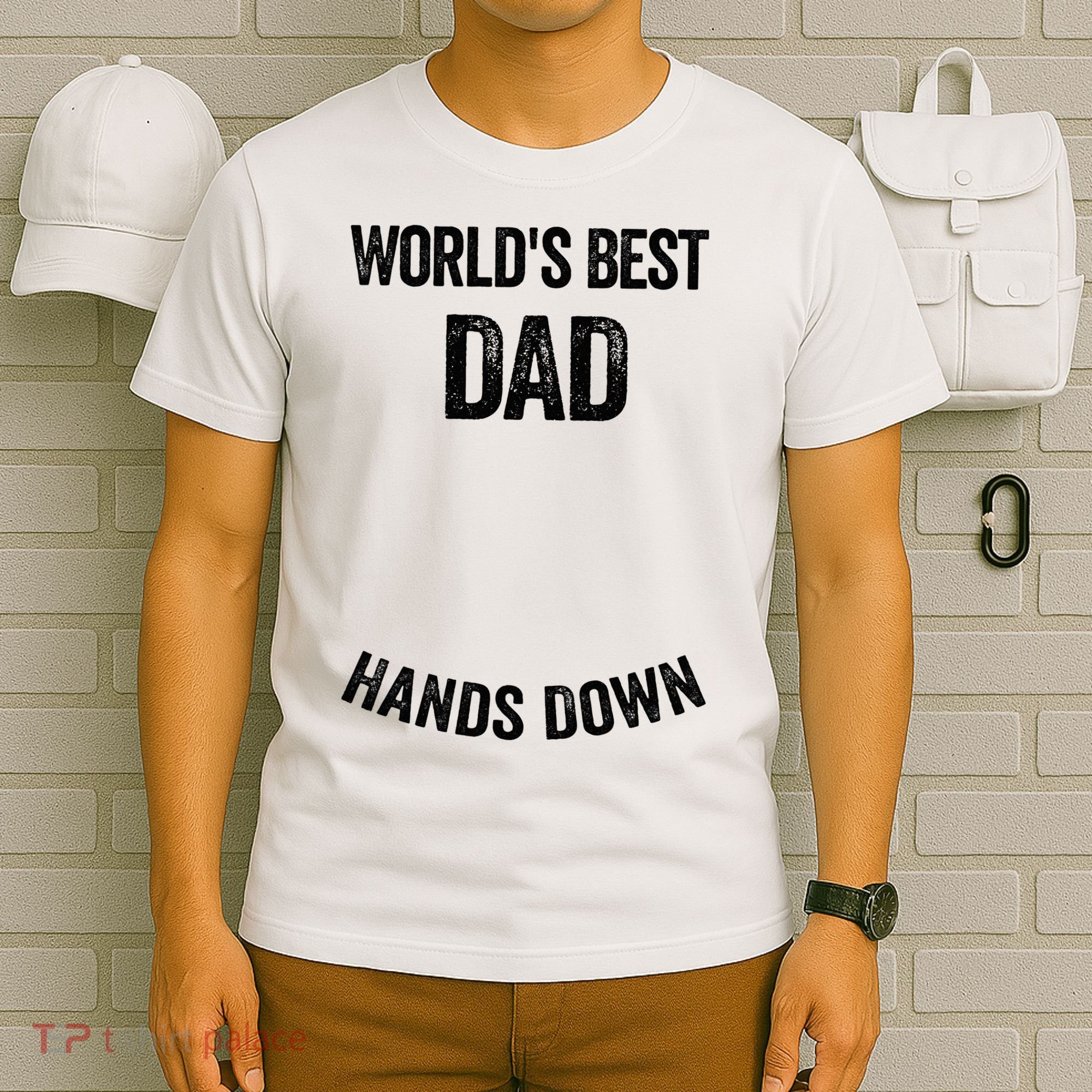 Worlds Best Dad Hands Down Make A Handprint T-Shirt