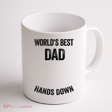 Worlds Best Dad Hands Down Make A Handprint Coffee Mug back