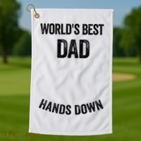 Worlds Best Dad Hands Down Make A Handprint Golf Towel thumb 1