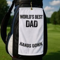 Worlds Best Dad Hands Down Make A Handprint Golf Towel thumb 2