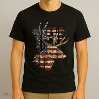 Whitetail Buck Deer Hunting Usa American Flag T-Shirt thumb 3