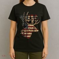Whitetail Buck Deer Hunting Usa American Flag T-Shirt thumb 4