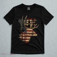 Whitetail Buck Deer Hunting Usa American Flag T-Shirt thumb 5