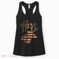 Whitetail Buck Deer Hunting Usa American Flag Women's Tank Top thumb 0