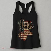 Whitetail Buck Deer Hunting Usa American Flag Women's Tank Top thumb 3