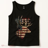 Whitetail Buck Deer Hunting Usa American Flag Tank Top thumb 2