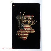 Whitetail Buck Deer Hunting Usa American Flag Golf Towel thumb 0