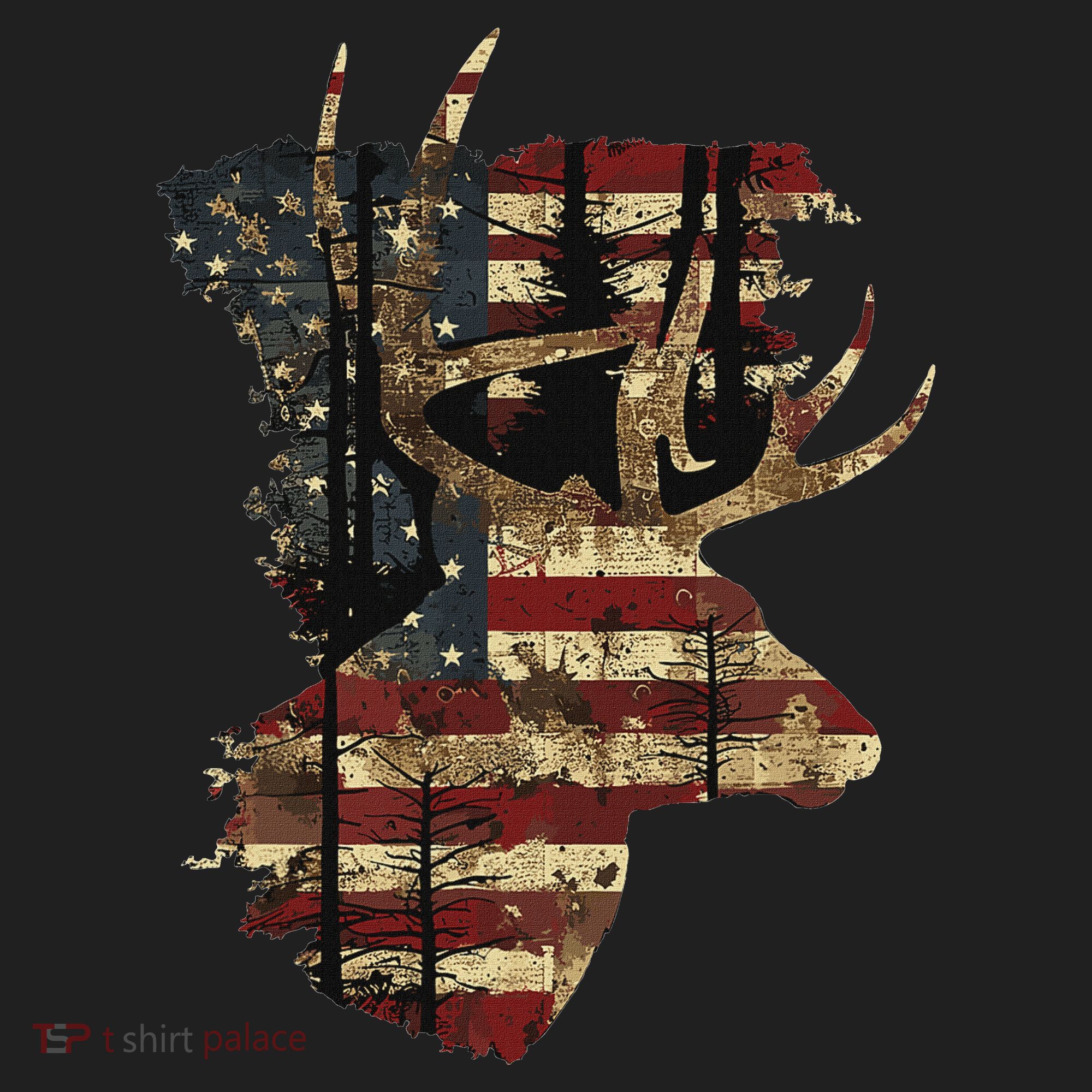 Whitetail Buck Deer Hunting Usa American Flag Golf Towel