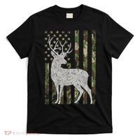 Whitetail Buck Deer Hunting American Camouflage USA Flag T-Shirt thumb 0