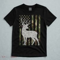 Whitetail Buck Deer Hunting American Camouflage USA Flag T-Shirt thumb 5