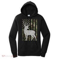 Whitetail Buck Deer Hunting American Camouflage USA Flag Women's Hoodie thumb 0