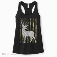 Whitetail Buck Deer Hunting American Camouflage USA Flag Women's Tank Top thumb 0
