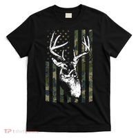 Whitetail Buck Deer Hunting USA Camouflage American Flag T-Shirt thumb 0