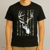 Whitetail Buck Deer Hunting USA Camouflage American Flag T-Shirt thumb 3