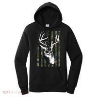 Whitetail Buck Deer Hunting USA Camouflage American Flag Women's Hoodie thumb 0