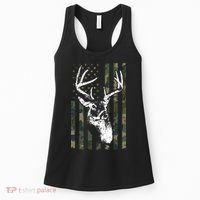 Whitetail Buck Deer Hunting USA Camouflage American Flag Women's Tank Top thumb 0