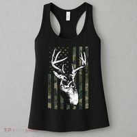 Whitetail Buck Deer Hunting USA Camouflage American Flag Women's Tank Top thumb 3