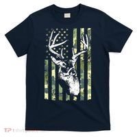 Whitetail Buck Deer Hunting USA Camouflage American Flag T-Shirt thumb 0