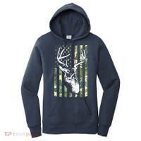 Whitetail Buck Deer Hunting USA Camouflage American Flag Women's Hoodie thumb 0