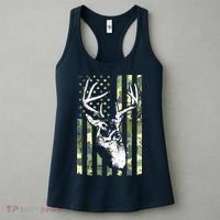 Whitetail Buck Deer Hunting USA Camouflage American Flag Women's Tank Top thumb 3