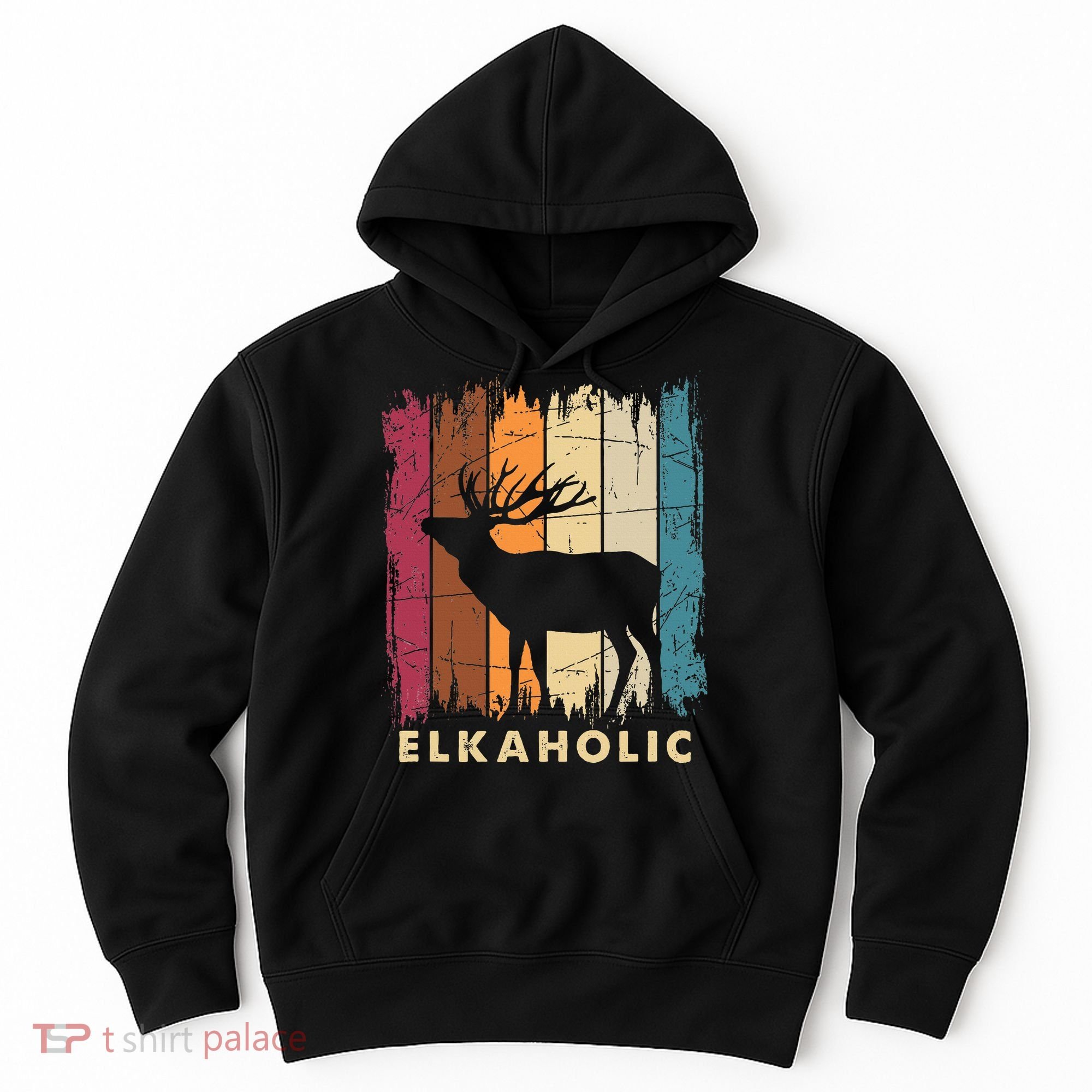 Wildlife Buck Elk Hunting Hunter Deer Silhouette Elkaholic Hoodie