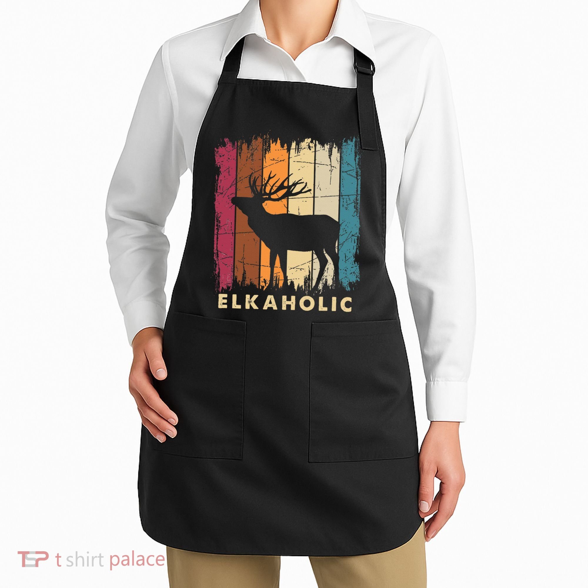 Wildlife Buck Elk Hunting Hunter Deer Silhouette Elkaholic Apron