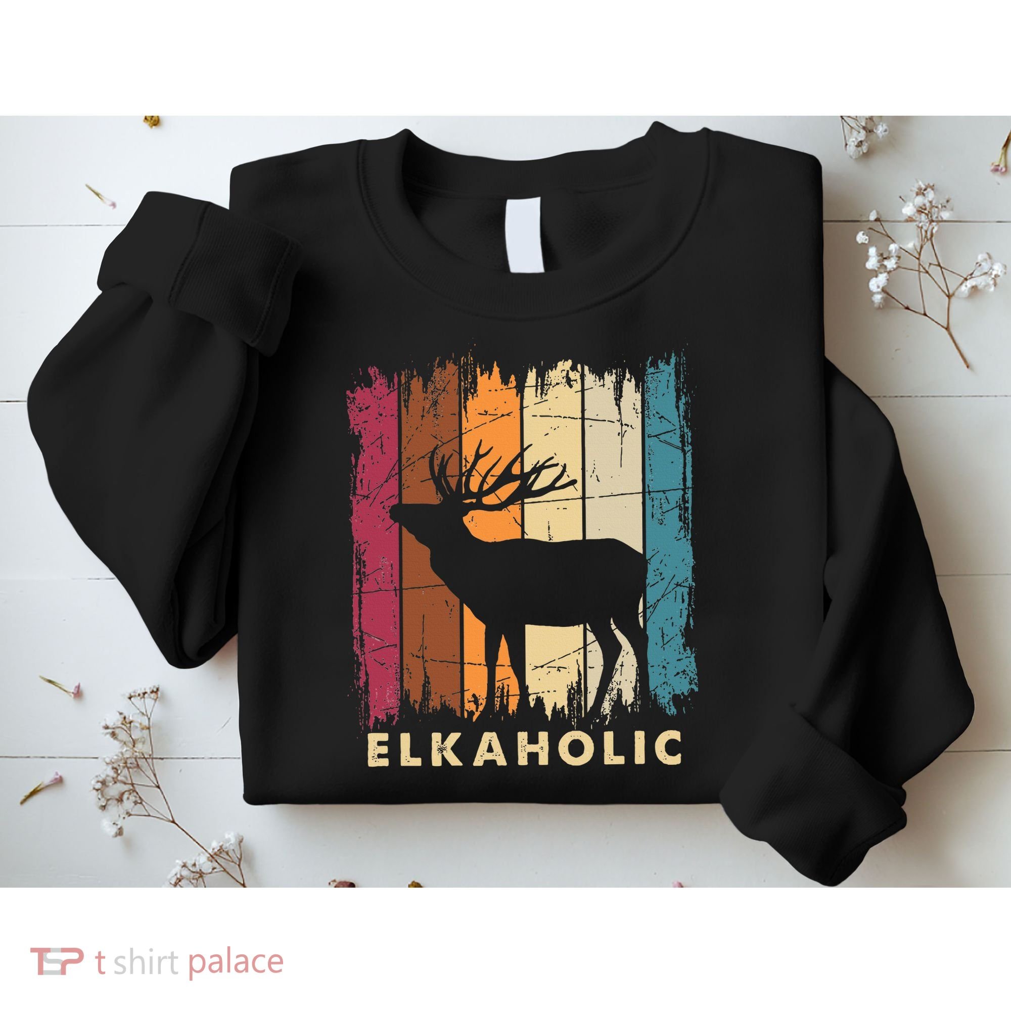 Wildlife Buck Elk Hunting Hunter Deer Silhouette Elkaholic Sweatshirt