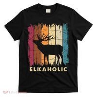 Wildlife Buck Elk Hunting Hunter Deer Silhouette Elkaholic T-Shirt thumb 0