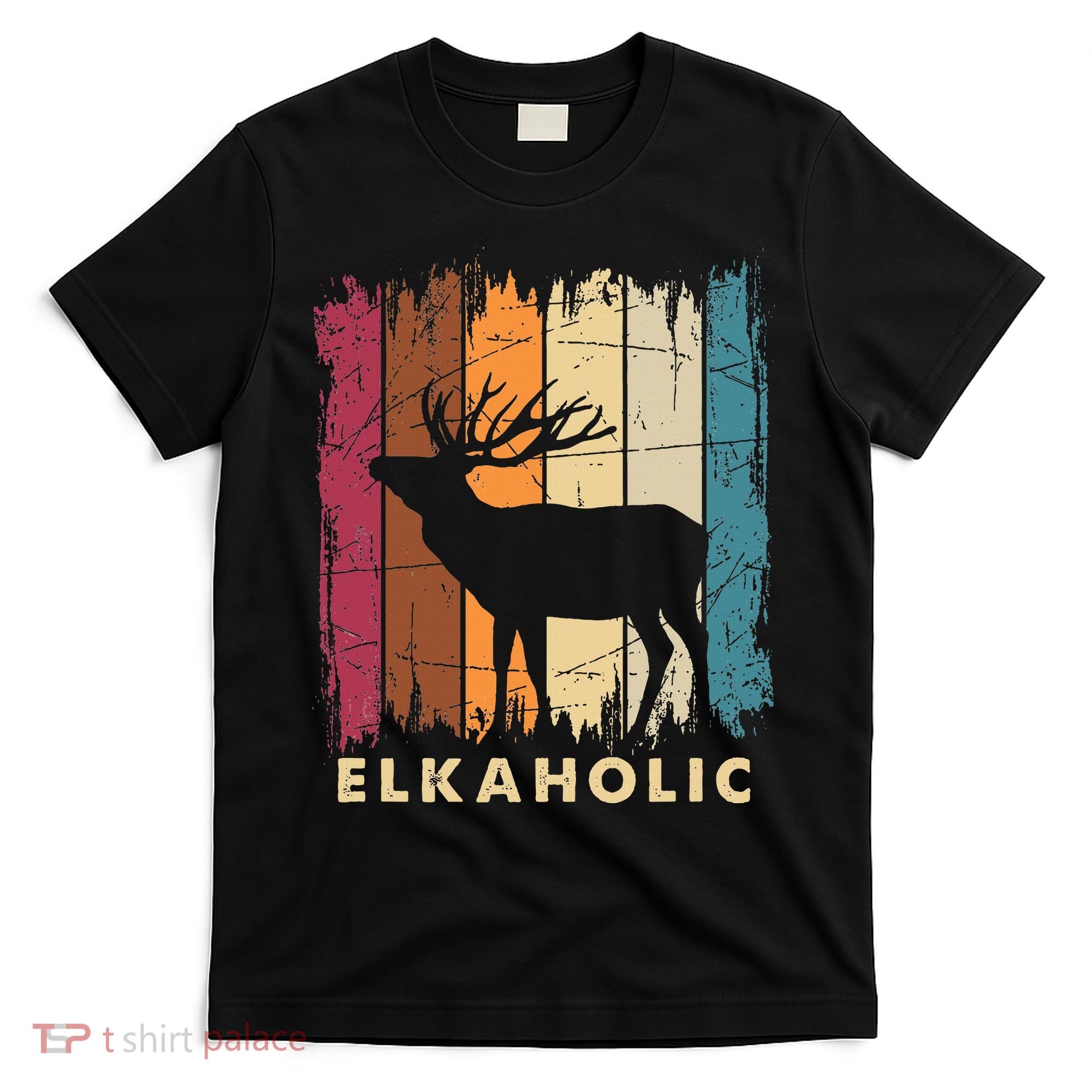 Wildlife Buck Elk Hunting Hunter Deer Silhouette Elkaholic T-Shirt