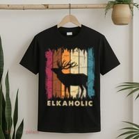 Wildlife Buck Elk Hunting Hunter Deer Silhouette Elkaholic T-Shirt thumb 2