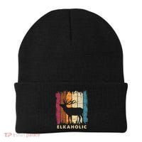 Wildlife Buck Elk Hunting Hunter Deer Silhouette Elkaholic Beanie thumb 0