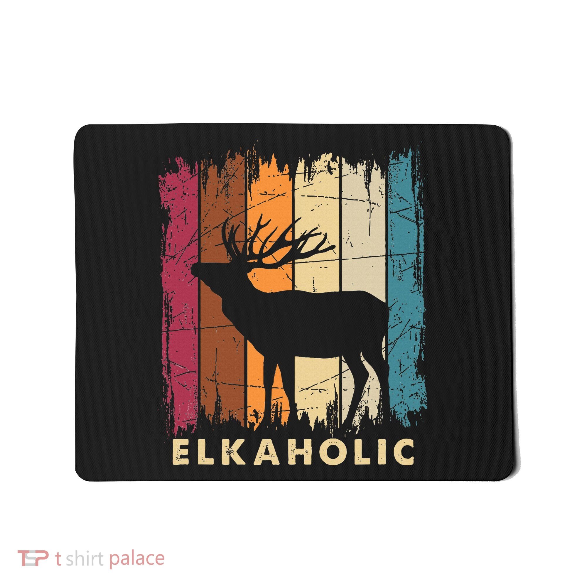 Wildlife Buck Elk Hunting Hunter Deer Silhouette Elkaholic Mousepad