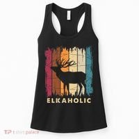 Wildlife Buck Elk Hunting Hunter Deer Silhouette Elkaholic Women's Tank Top thumb 0