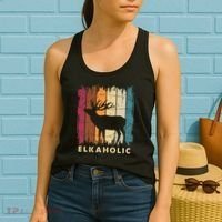 Wildlife Buck Elk Hunting Hunter Deer Silhouette Elkaholic Women's Tank Top thumb 2