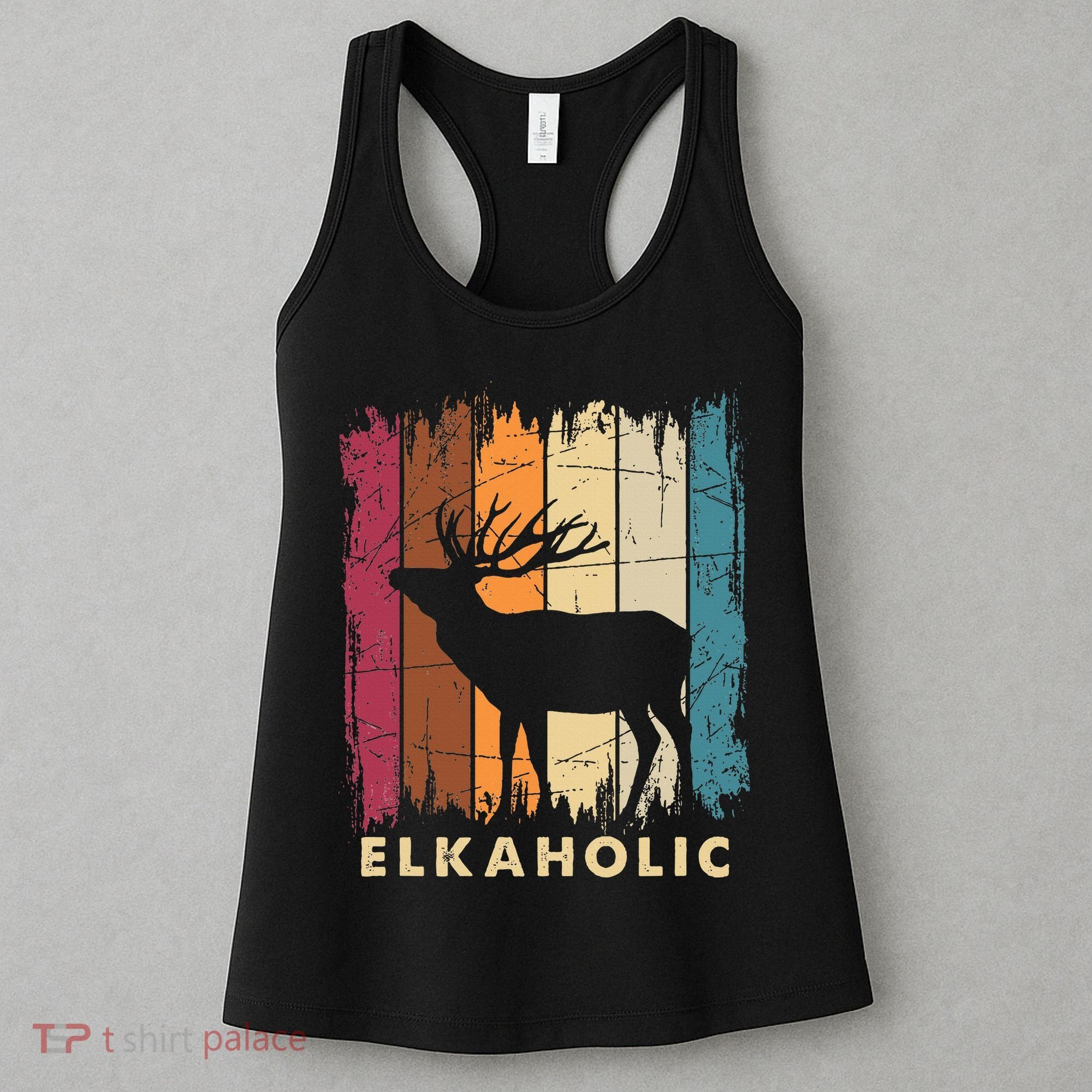 Wildlife Buck Elk Hunting Hunter Deer Silhouette Elkaholic Women's Tank Top