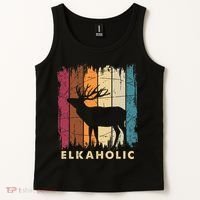 Wildlife Buck Elk Hunting Hunter Deer Silhouette Elkaholic Tank Top thumb 2