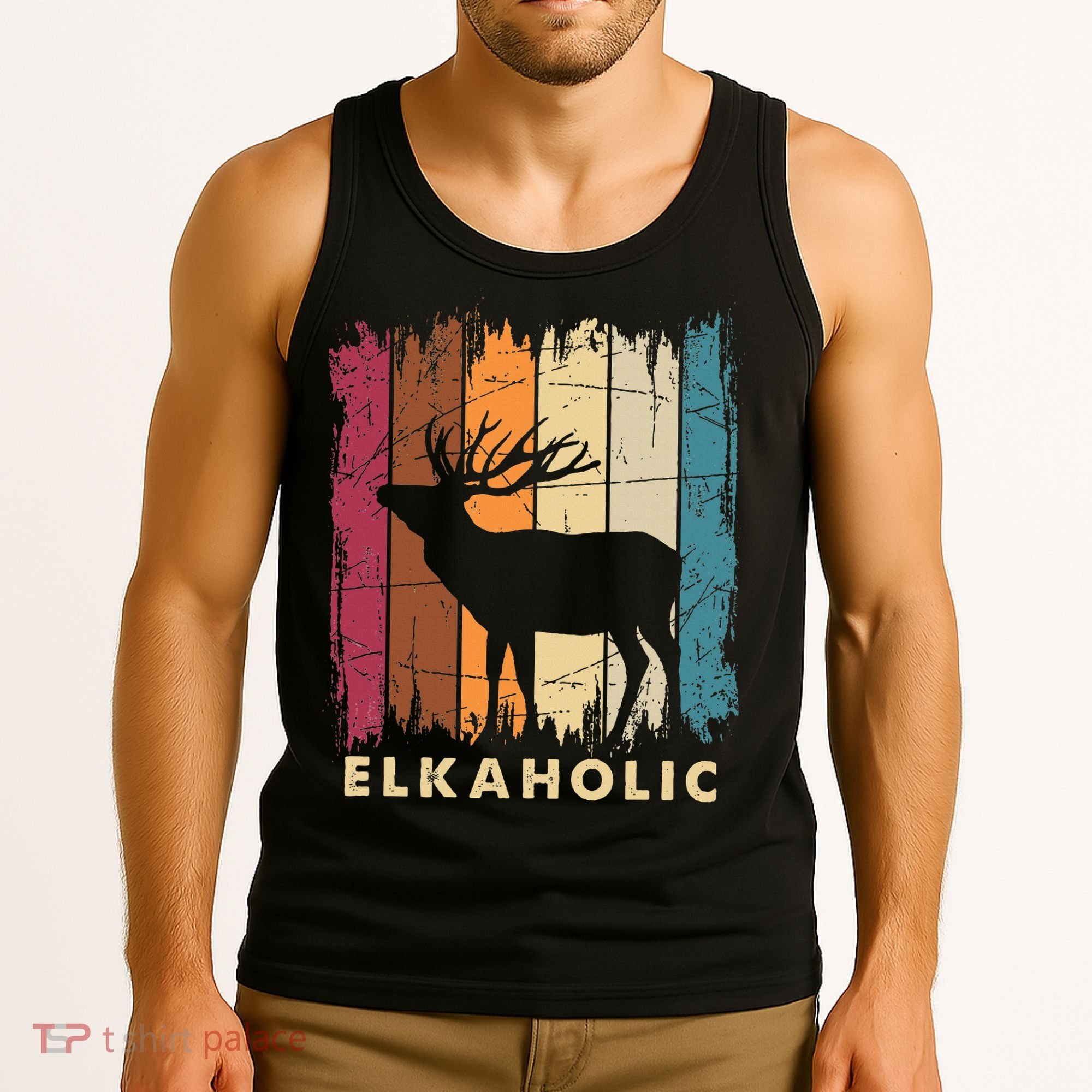 Wildlife Buck Elk Hunting Hunter Deer Silhouette Elkaholic Tank Top